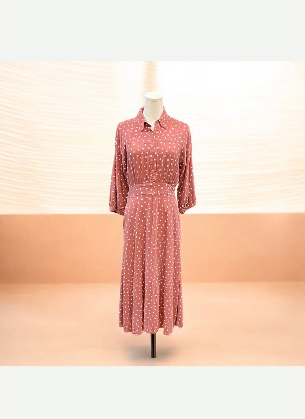 Zara Maxi Viscose Dress Polka Dots Small